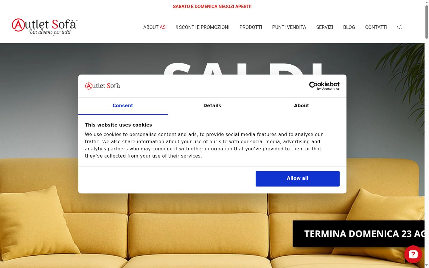 Screenshot of the consent banner shown before any interaction