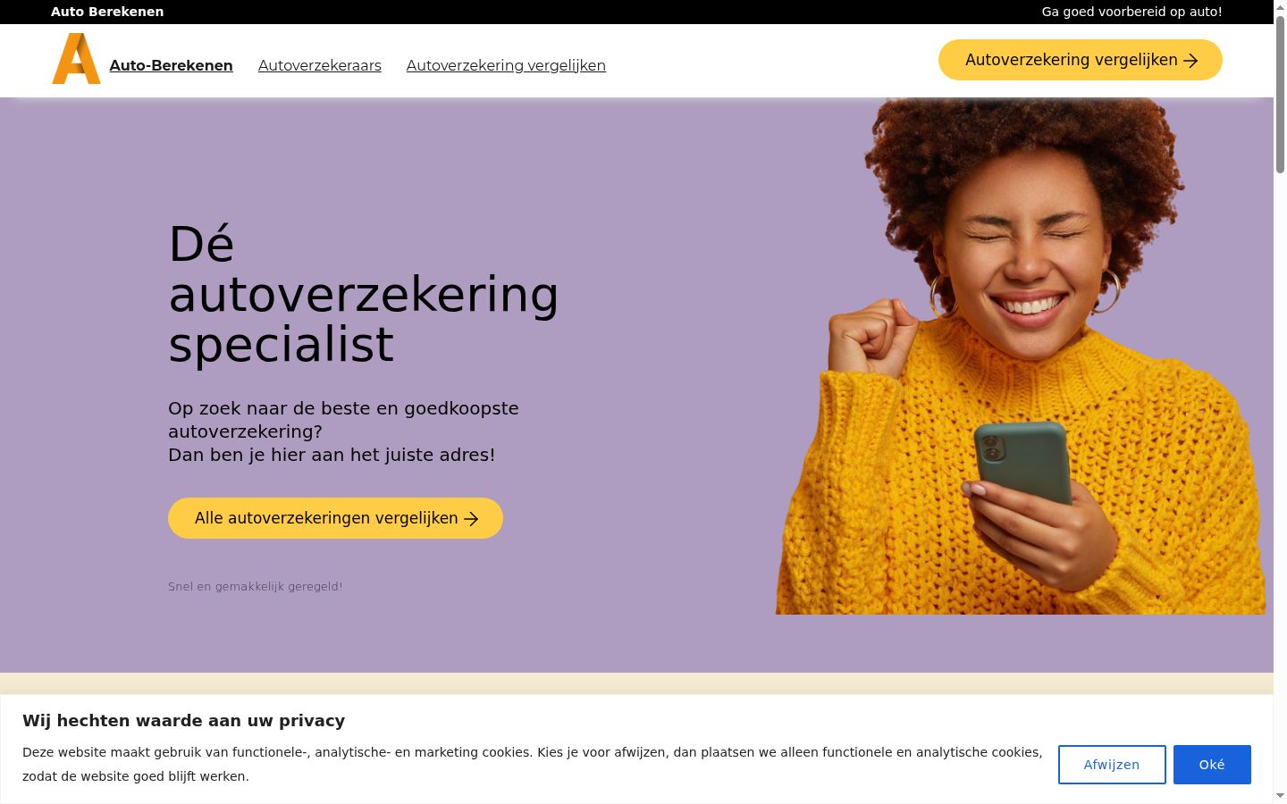 Skærmbillede af samtykkebanneret, som det blev vist før nogen interaktion
