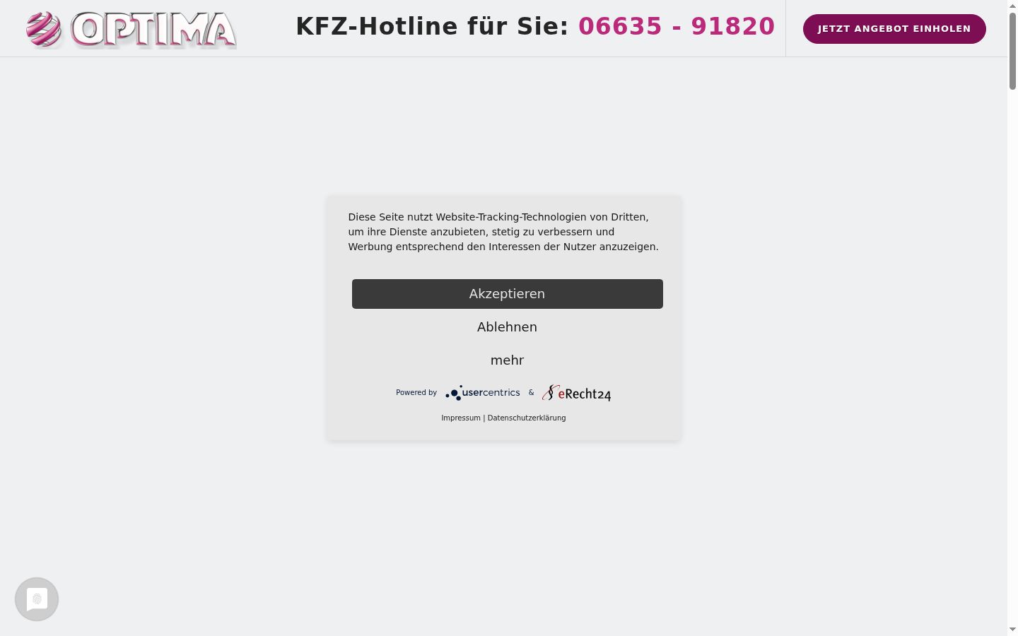 Screenshot del banner di consenso mostrato prima di qualsiasi interazione