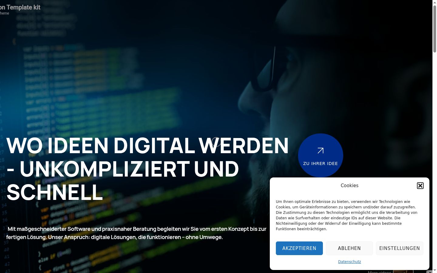 Screenshot des Einwilligungsbanners vor jeglicher Interaktion