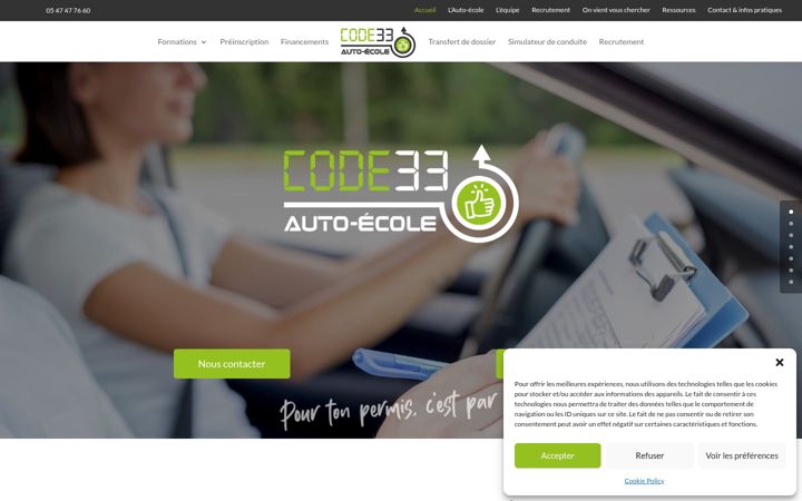 Screenshot of auto-ecole-code33.fr