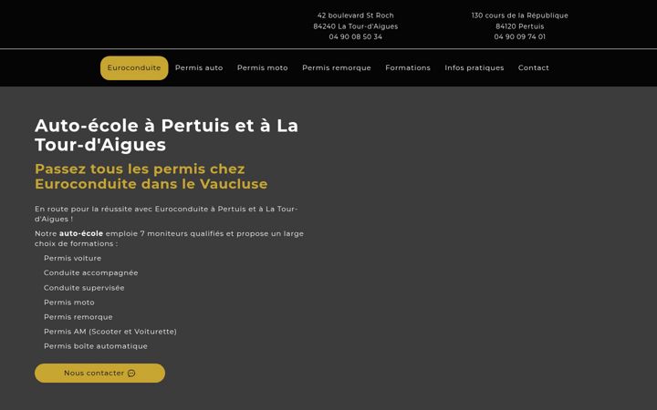 Screenshot of auto-ecole-euroconduite.fr