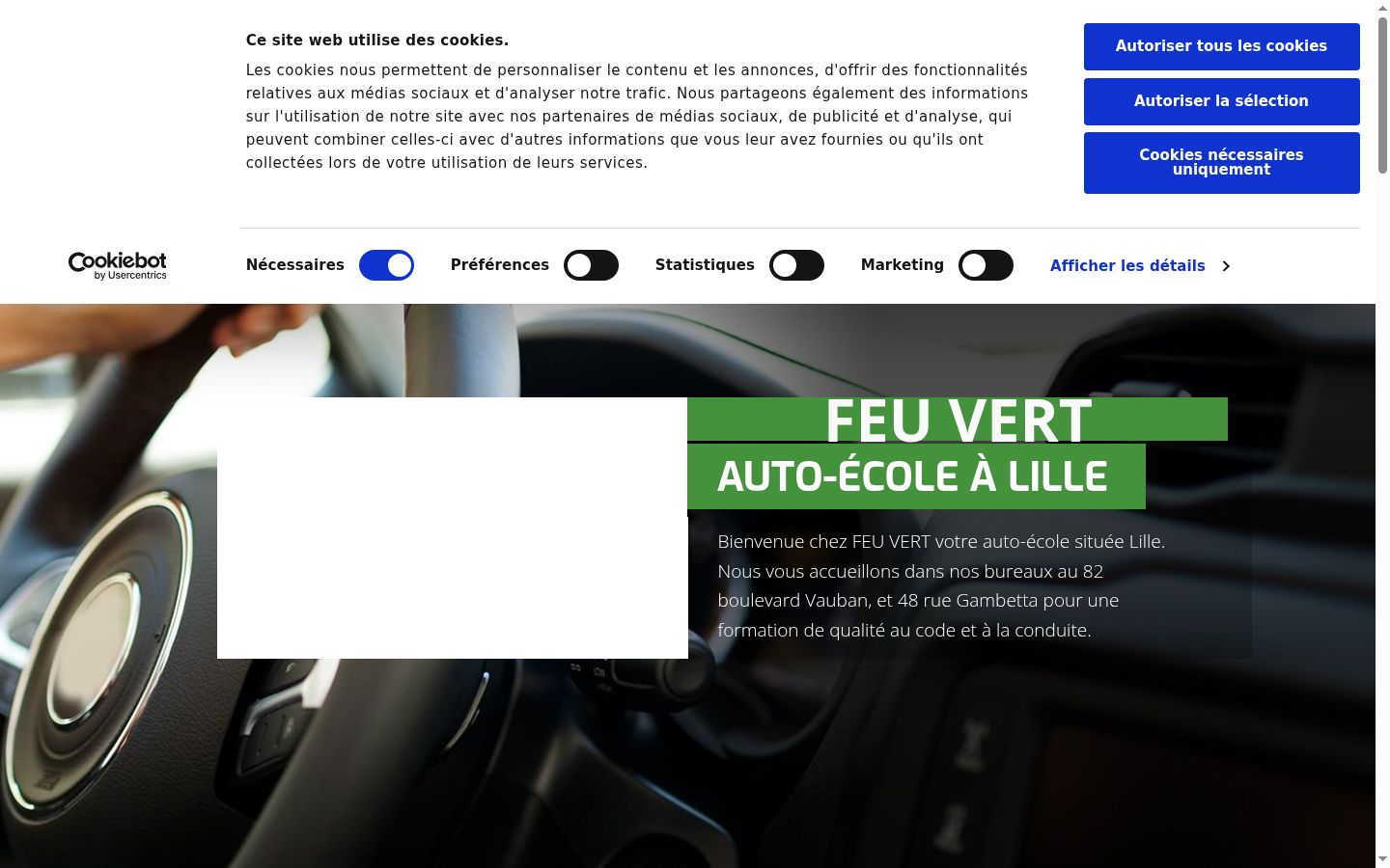 Skærmbillede af samtykkebanneret, som det blev vist før nogen interaktion