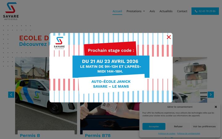 Ekrano kopija auto-ecole-savare.fr