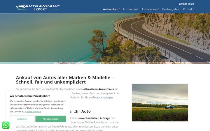 Screenshot of auto-export-ankauf.ch