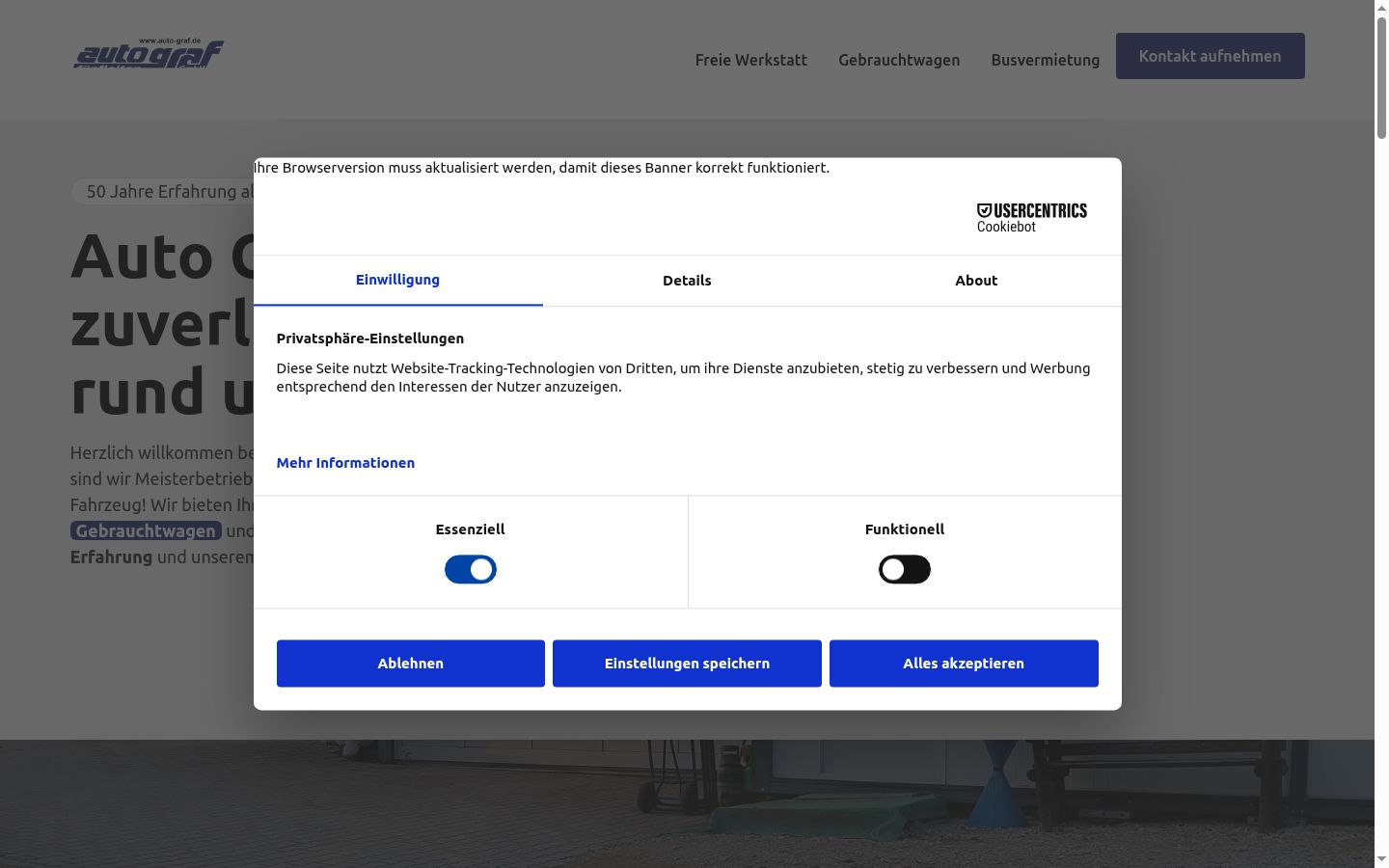 Screenshot of the consent banner shown before any interaction