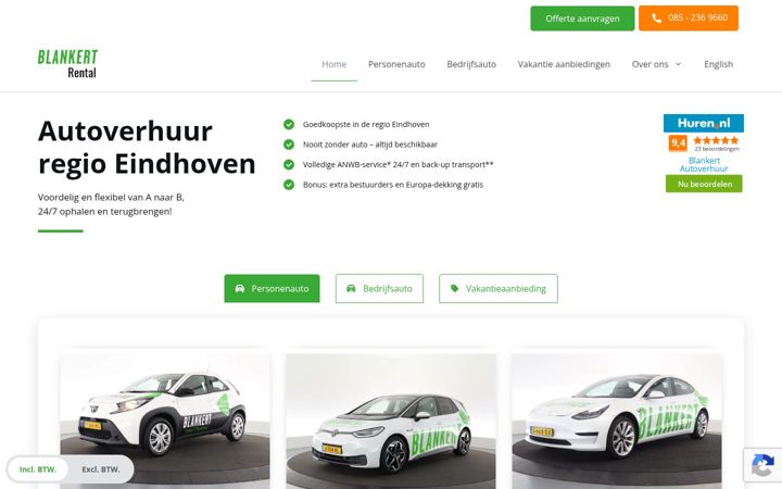 Ekraanipilt saidist auto-huren-eindhoven.nl