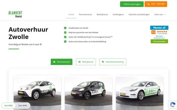 Ekraanipilt saidist auto-huren-zwolle.nl