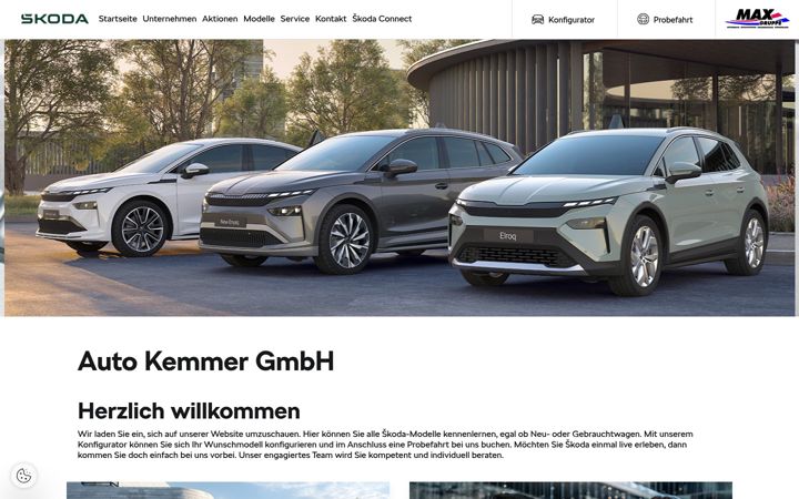 Snimka zaslona za auto-kemmer.skoda-auto.de