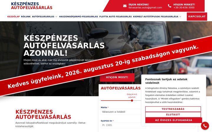 Screenshot of auto-keszpenzesfelvasarlas.hu