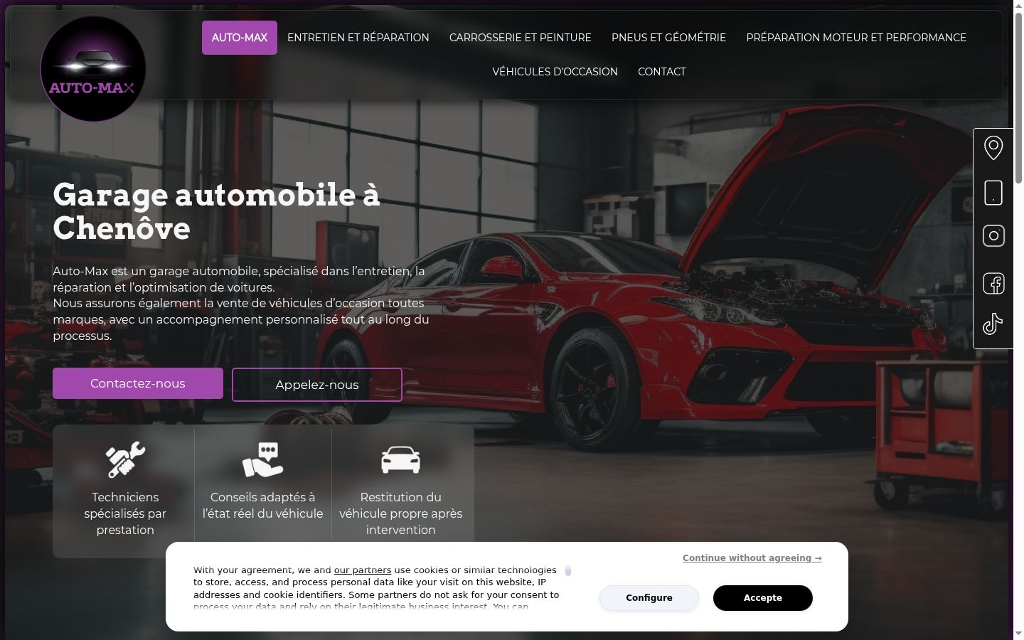 Screenshot del banner di consenso mostrato prima di qualsiasi interazione