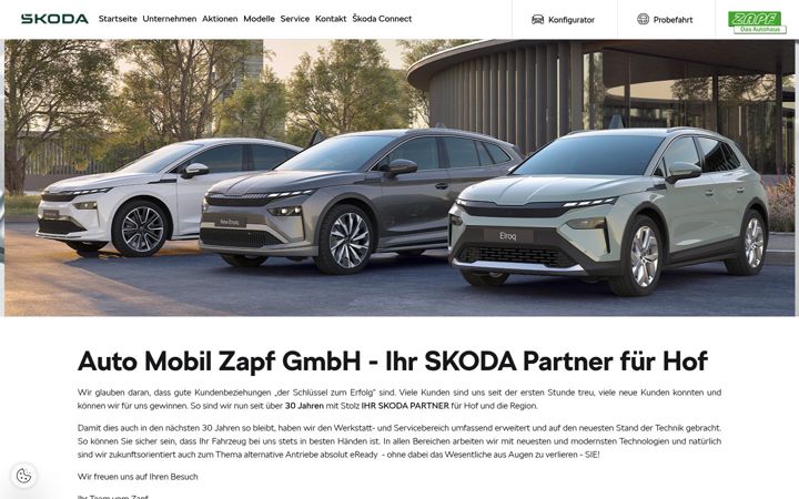 Screenshot of auto-mobil-zapf.skoda-auto.de