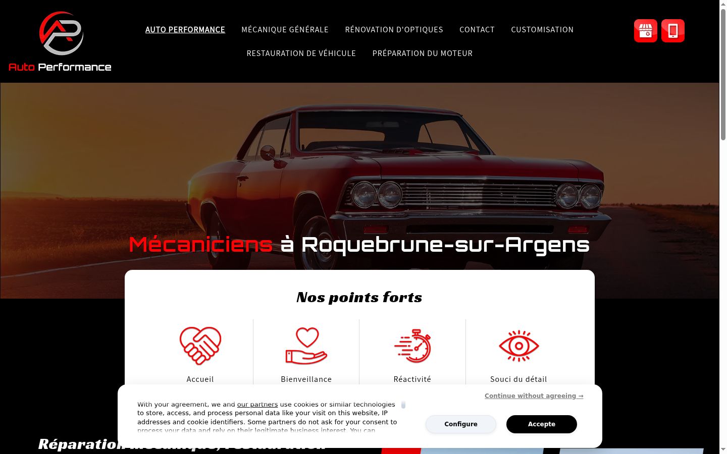 Capture d'écran de la bannière de consentement affichée avant toute interaction