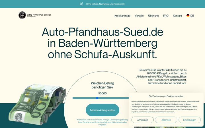 Captura de pantalla de auto-pfandhaus-sued.de