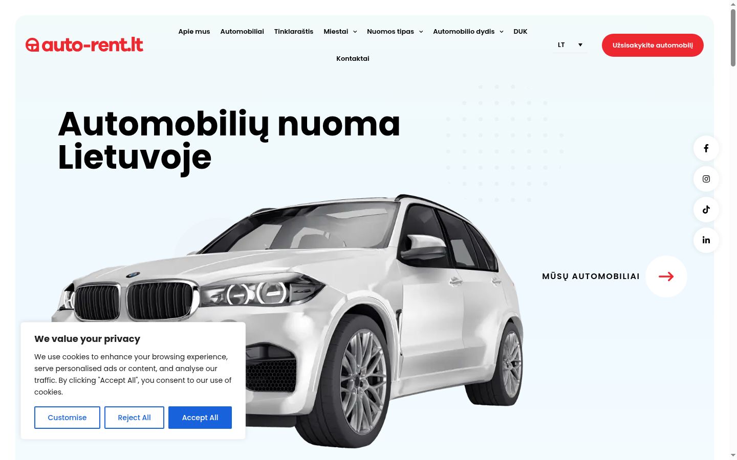 Snímek obrazovky baneru souhlasu zobrazeného před jakoukoli interakcí