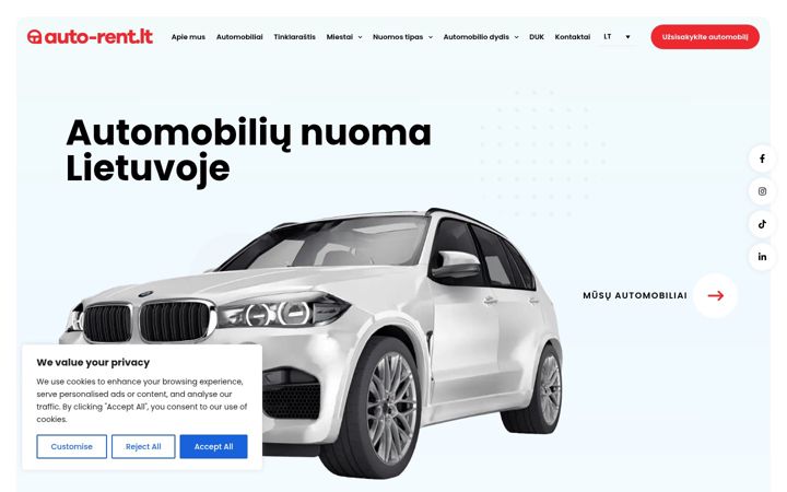 Snímek obrazovky auto-rent.lt