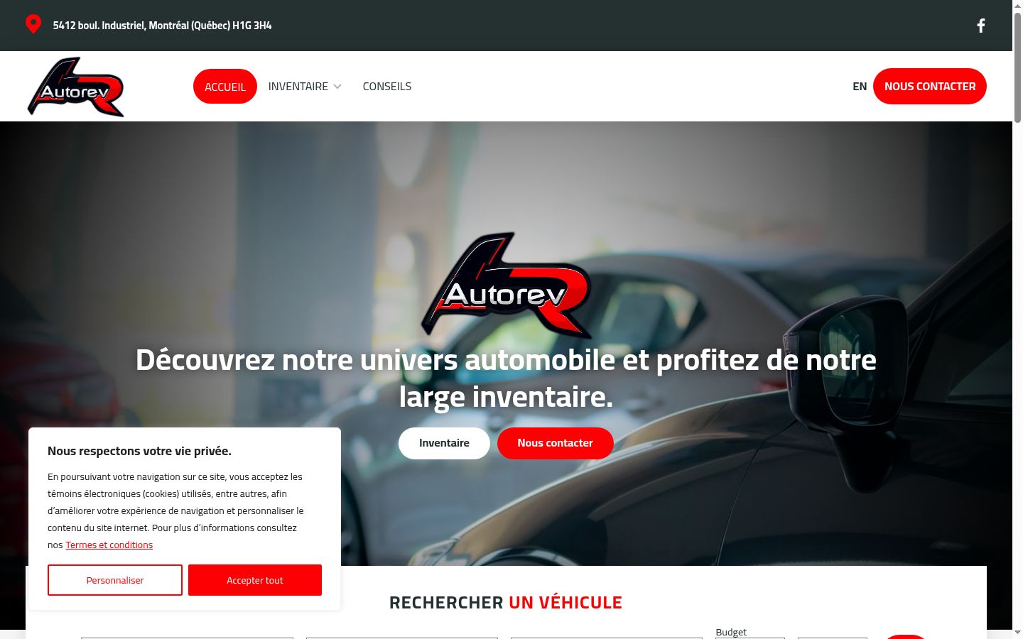 Capture d'écran de la bannière de consentement affichée avant toute interaction