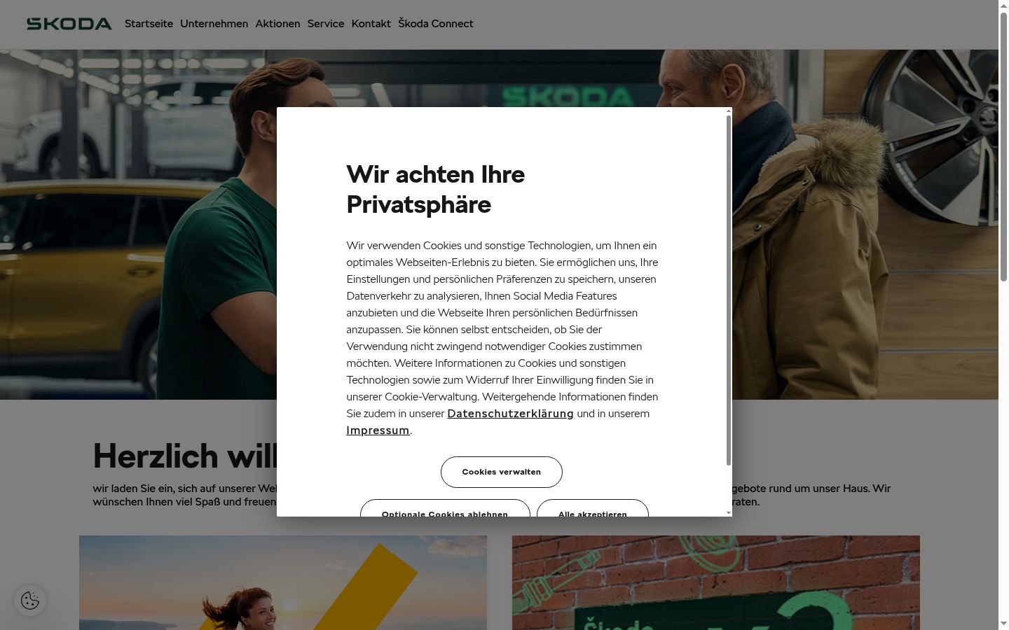 Capture d'écran de la bannière de consentement affichée avant toute interaction