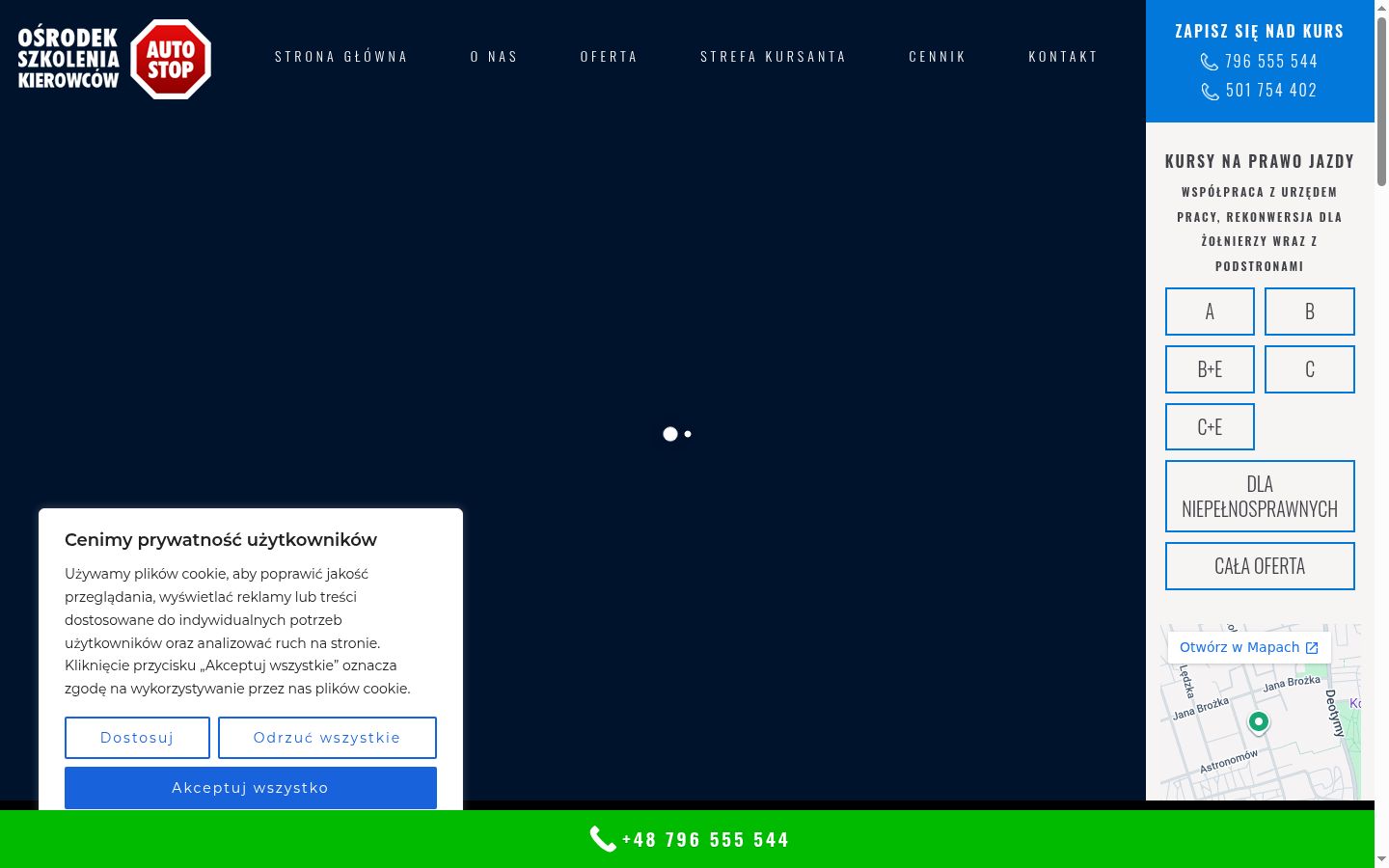 Captura de pantalla del banner de consentimiento mostrado antes de cualquier interacción