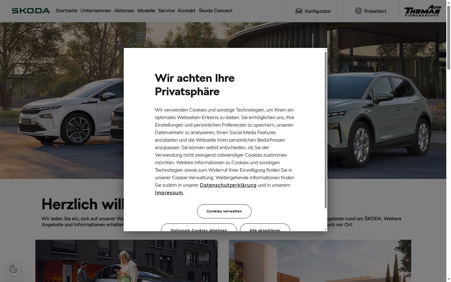 Screenshot del banner di consenso mostrato prima di qualsiasi interazione