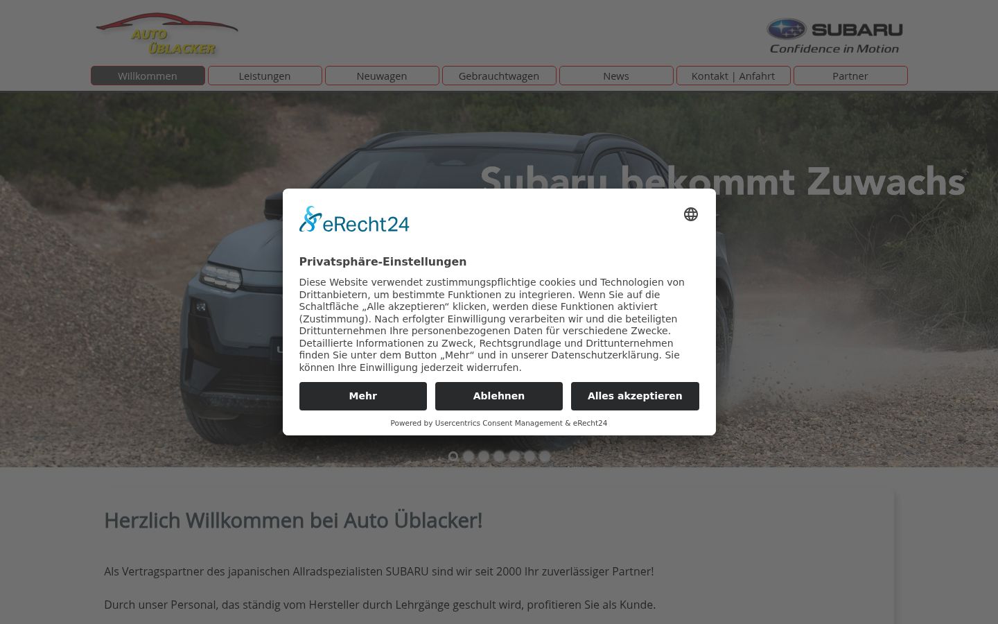 Screenshot del banner di consenso mostrato prima di qualsiasi interazione