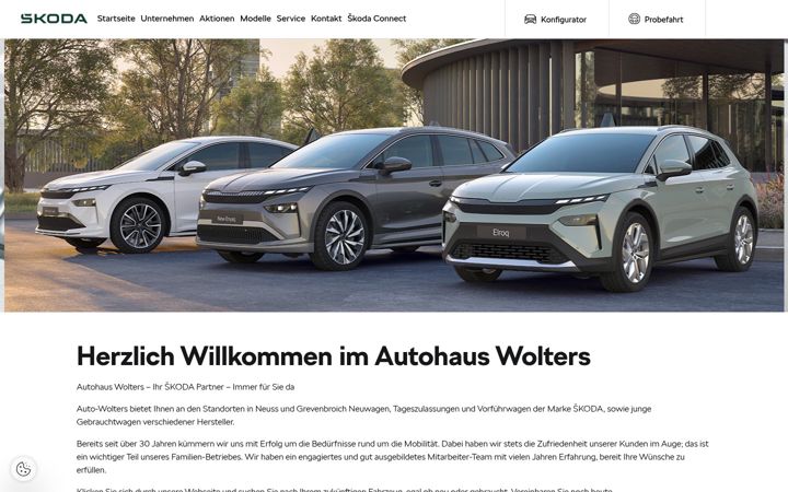 Екранна снимка на auto-wolters.skoda-auto.de