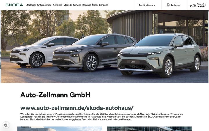 Screenshot of auto-zellmann.skoda-auto.de
