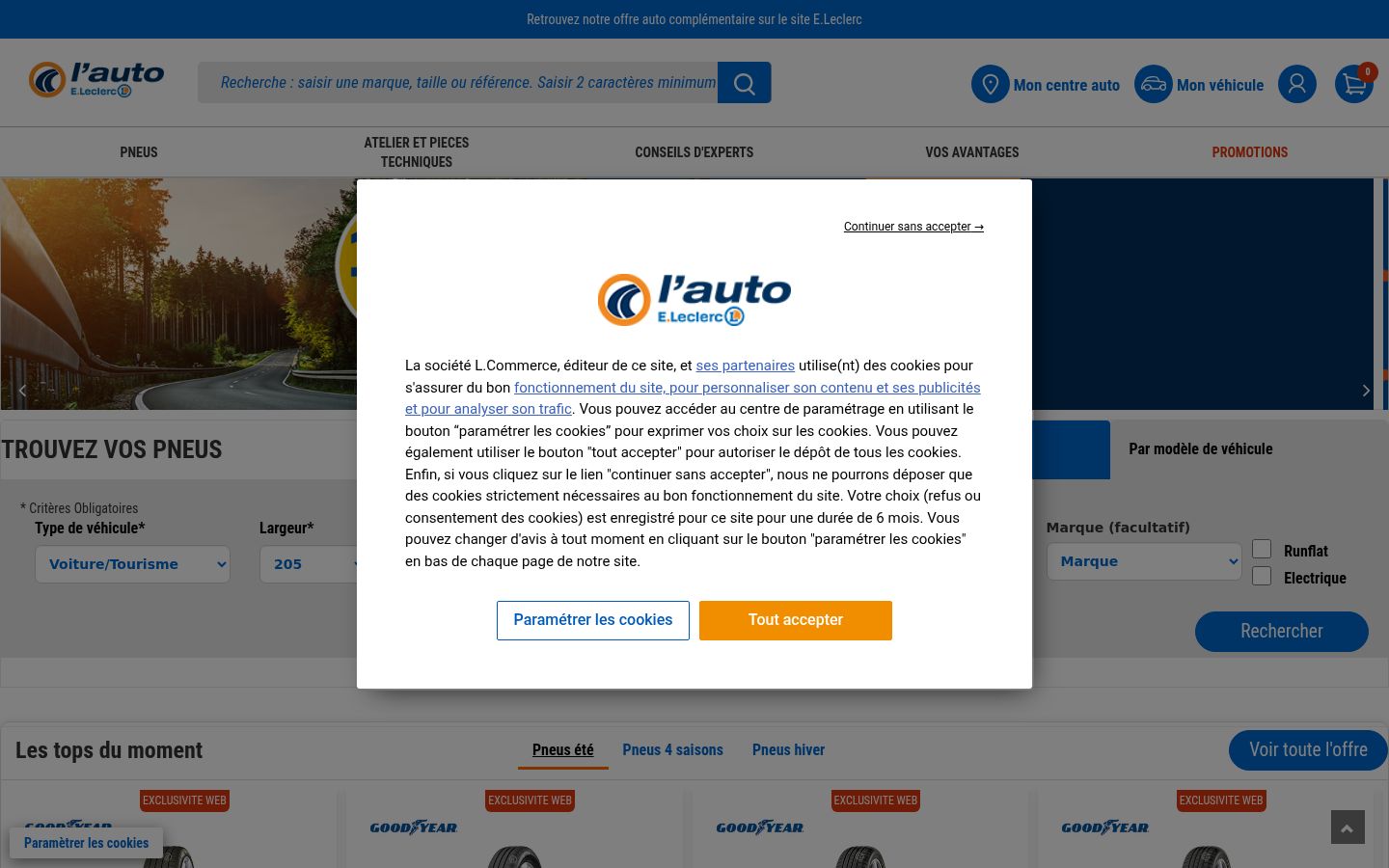 Screenshot del banner di consenso mostrato prima di qualsiasi interazione