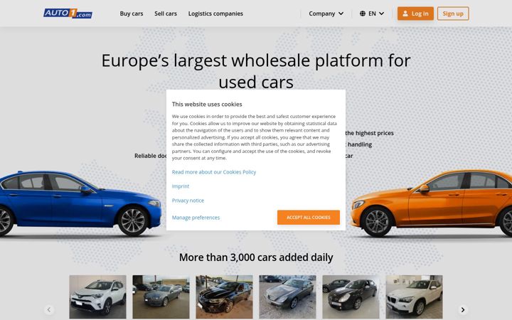 Screenshot van auto1.com