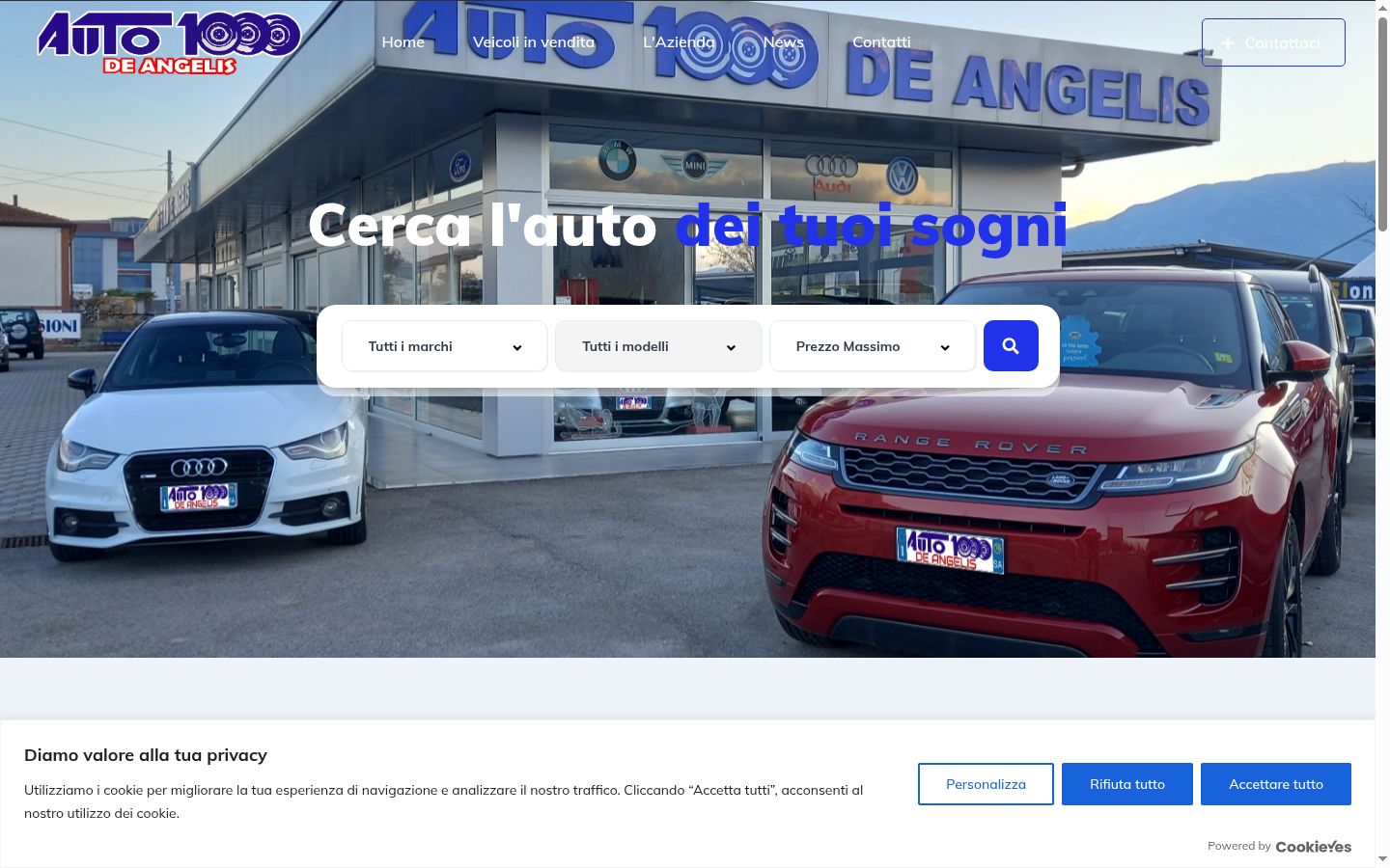 Screenshot del banner di consenso mostrato prima di qualsiasi interazione