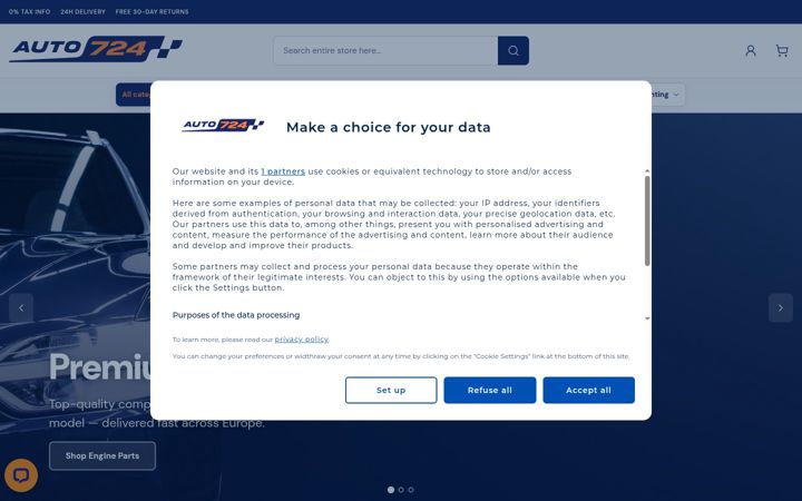 Skærmbillede af auto724.eu