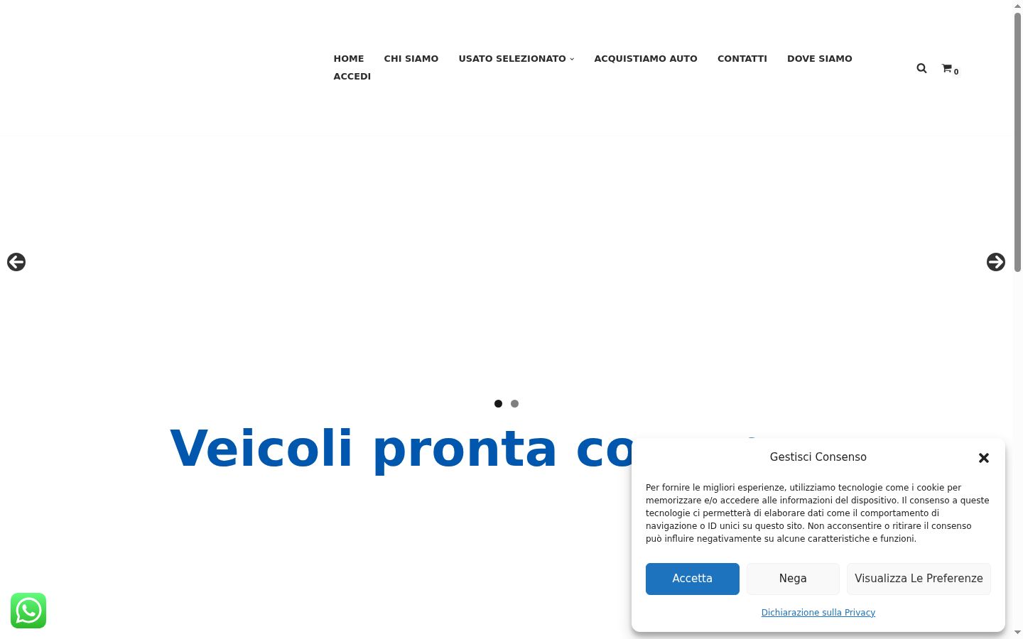 Screenshot del banner di consenso mostrato prima di qualsiasi interazione