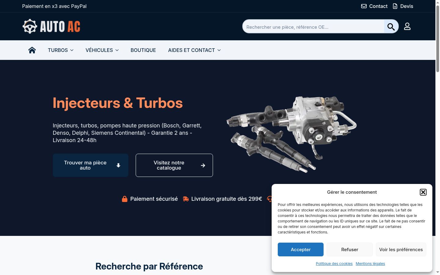 Screenshot del banner di consenso mostrato prima di qualsiasi interazione