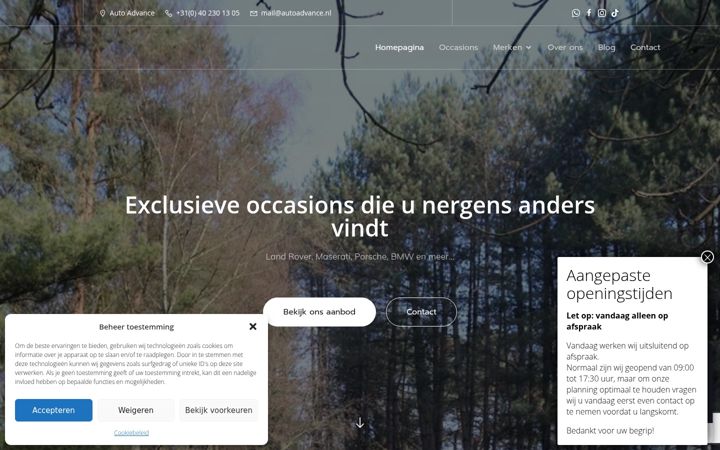Ekraanipilt saidist autoadvance.nl