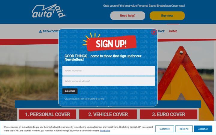Screenshot of autoaidbreakdown.co.uk