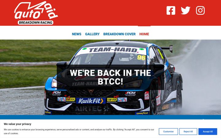 Screenshot of autoaidbreakdownracing.co.uk