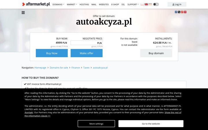 Skærmbillede af autoakcyza.pl