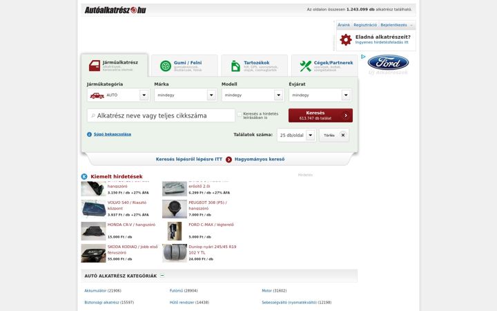 Screenshot of autoalkatresz.hu
