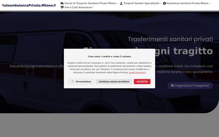 Screenshot of autoambulanzaprivata.milano.it