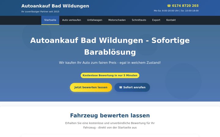Captură de ecran a autoankauf-badwildungen.de