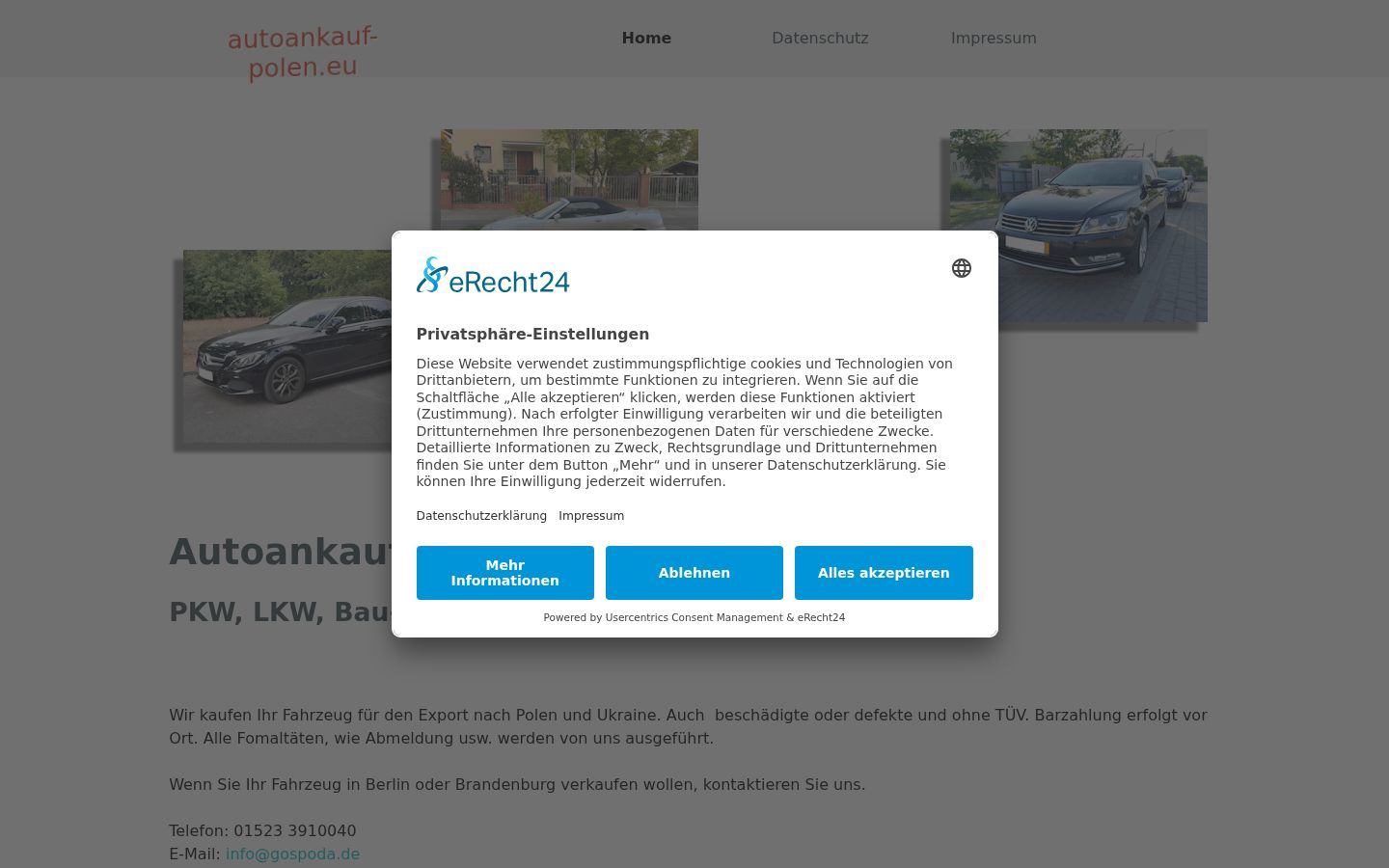 Skärmbild av samtyckesbannern som visades före någon interaktion