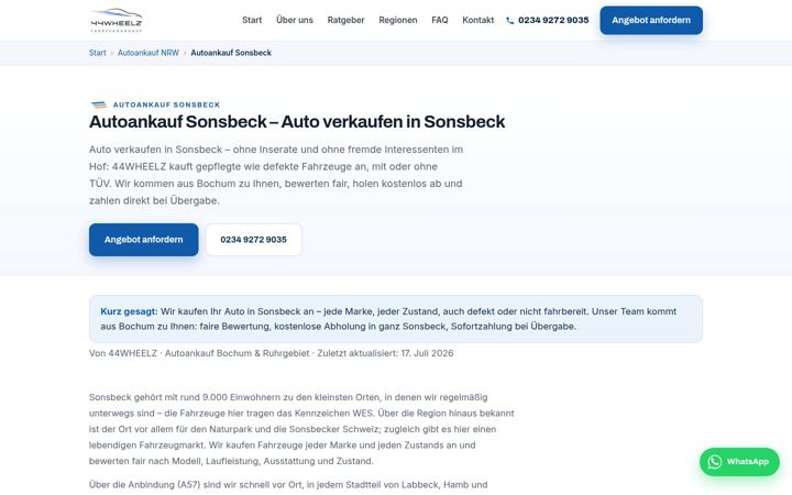 Screenshot of autoankauf-sonsbeck365.de