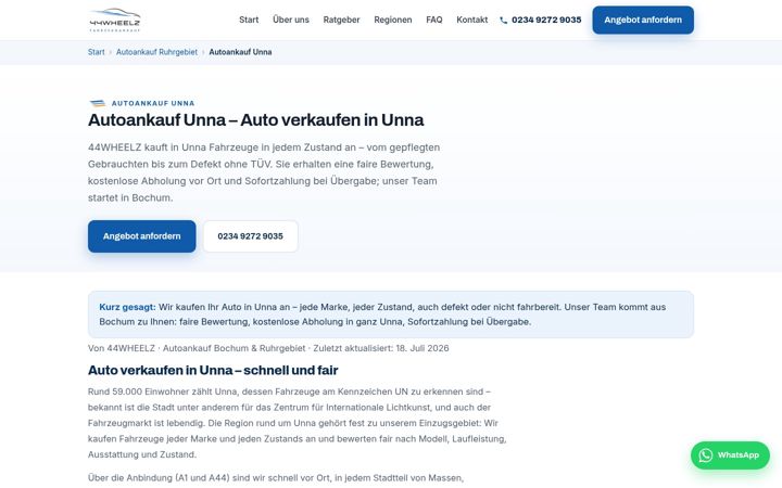 Screenshot of autoankauf-unna365.de