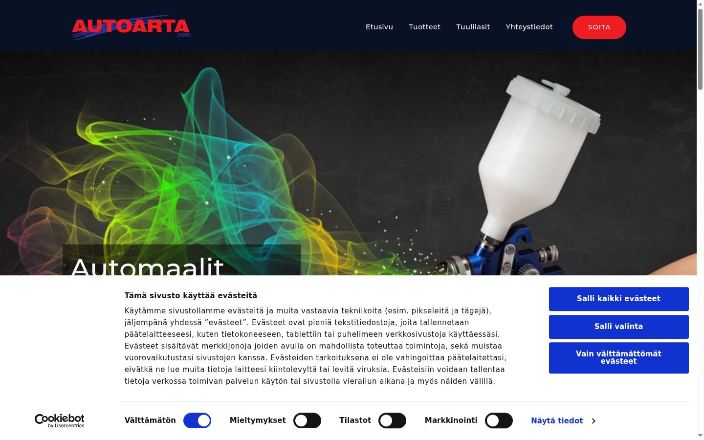 Screenshot of the consent banner shown before any interaction