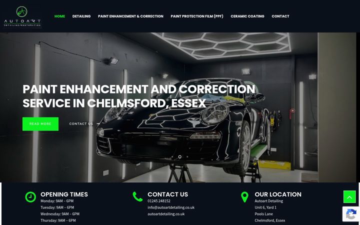 Screenshot of autoartdetailing.co.uk