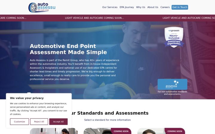 Screenshot of autoassessu.co.uk