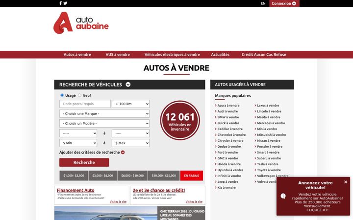 Screenshot of autoaubaine.com