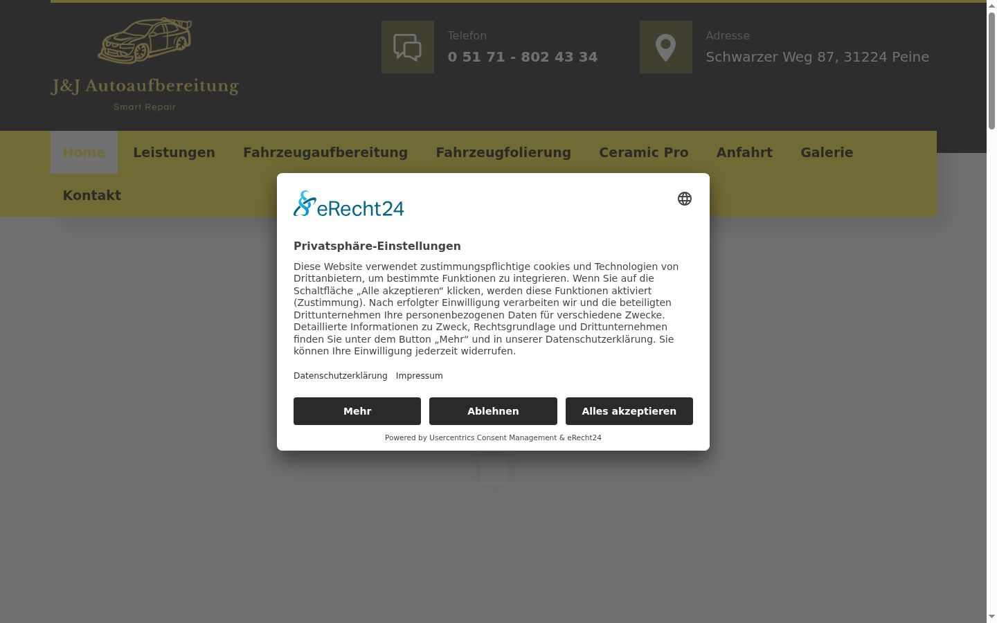 Captura de pantalla del banner de consentimiento mostrado antes de cualquier interacción