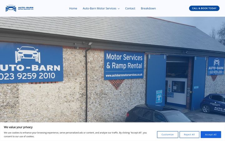 Screenshot of autobarnmotorservices.co.uk