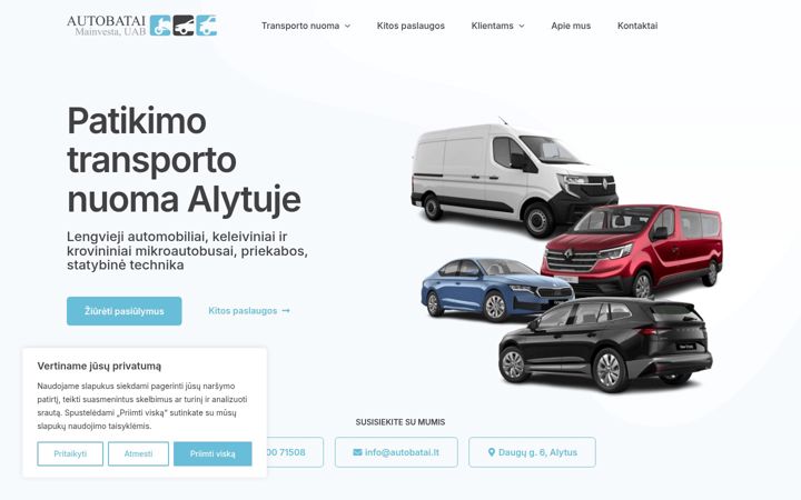 Snímek obrazovky autobatai.lt